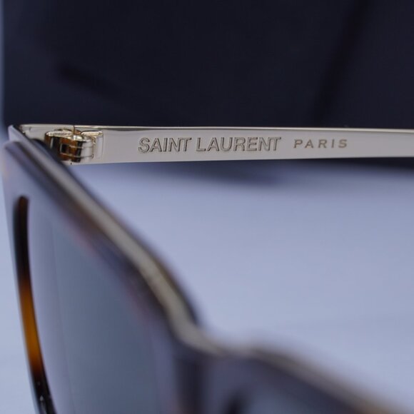 Saint Laurent SL 766 004 Rectangle Sunglasses - Havana/Gold/Grey - Picture 9 of 11